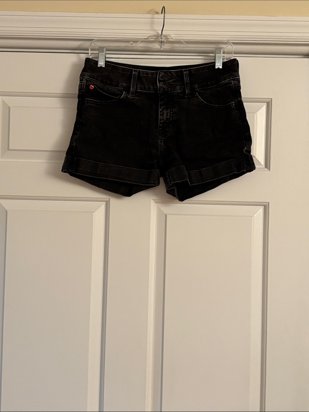 Hudson Jeans Black Cuffed Denim Shorts
